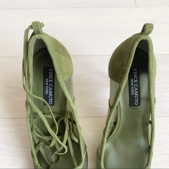 Vince Camuto Kaliona Ankle Wrap Heel Olive Green 8 - Picture 4 of 8